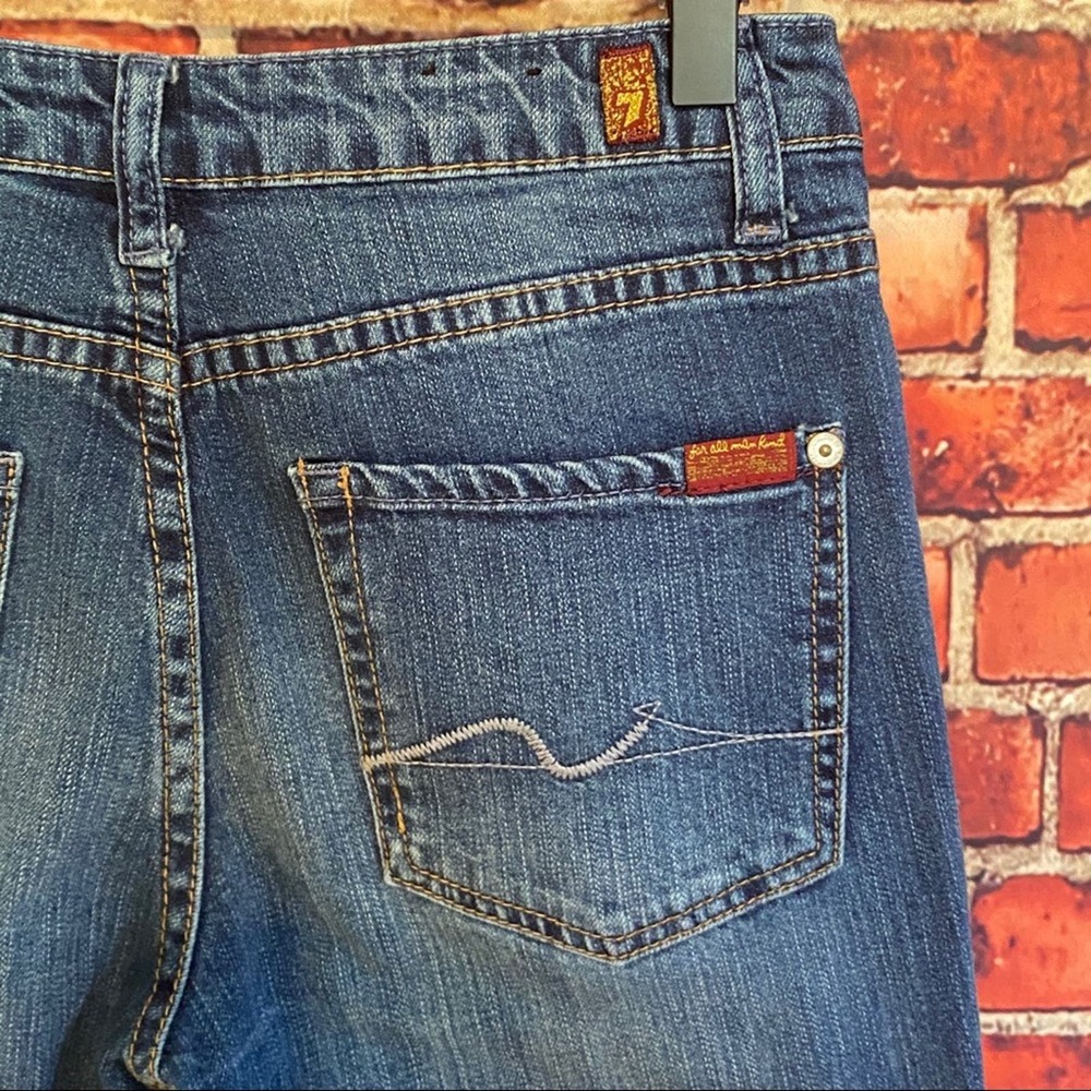 7 for all Mankind Paxtyn Distressed Straight Leg Jeans Youth Size 14 Medium Wash - Picture 5 of 9